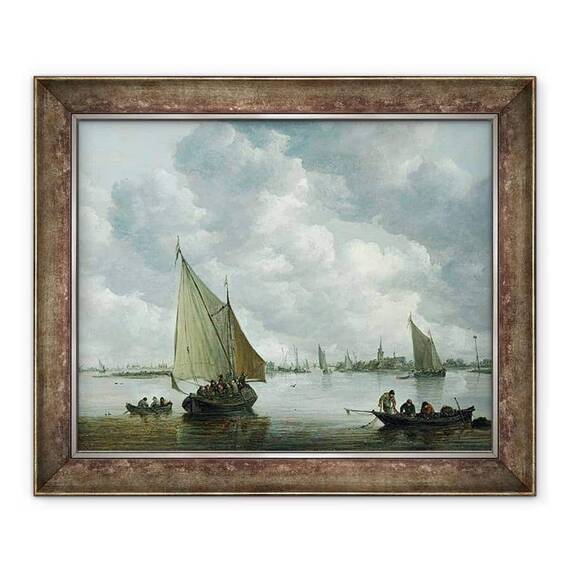 Tablou inramat - Jan Josephsz van Goyen - Barca de pescuit intr-un estuar - - Roveli