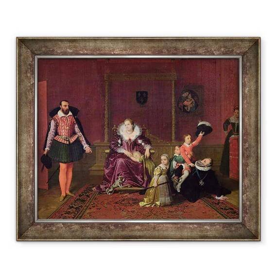 Tablou inramat - Jean Auguste Dominique Ingres - Henri al IV-lea 1553-1610 Regele Frantei si Navarrei Se joaca cu copiii sai ca ambasador al Spaniei isi face intrarea - - Roveli