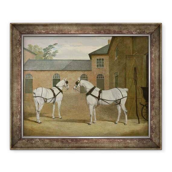 Tablou inramat - John Frederick Herring Snr - Cai gri de transport al domnului Sowerby in curtea sa din Putteridge Bury, Hertfordshire - - Roveli