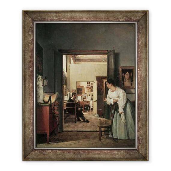 Tablou inramat - Jean Alaux - Studioul de Ingres din Roma II - - Roveli