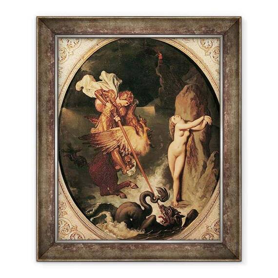 Tablou inramat - Jean Auguste Dominique Ingres - Ruggiero Salvarea Angelica - - Roveli