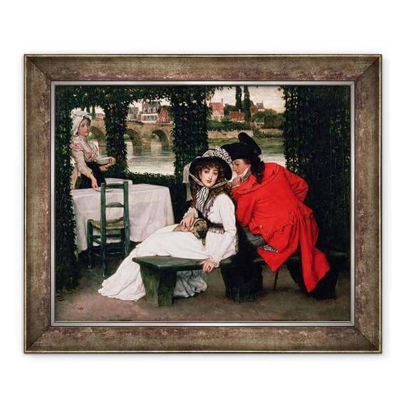 Tablou inramat - James Jacques Joseph Tissot - O intalnire la o cafenea Riverside - - Roveli