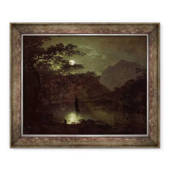 Tablou inramat - Joseph Wright of Derby - Un lac de lumina lunii - - Roveli