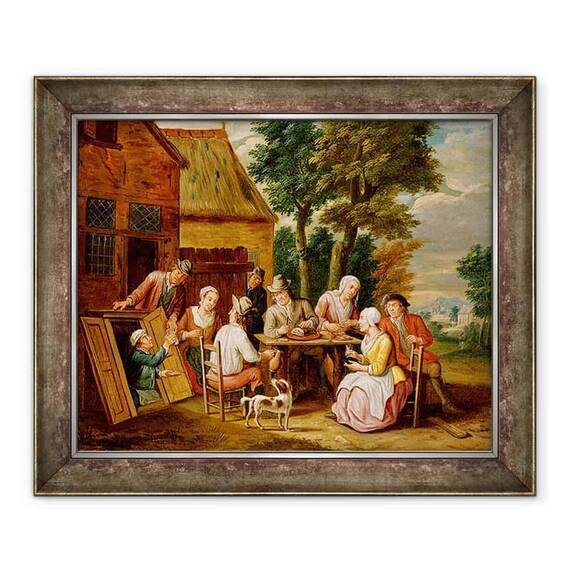 Tablou inramat - Jan Havicksz. Steen - in afara hanului - - Roveli