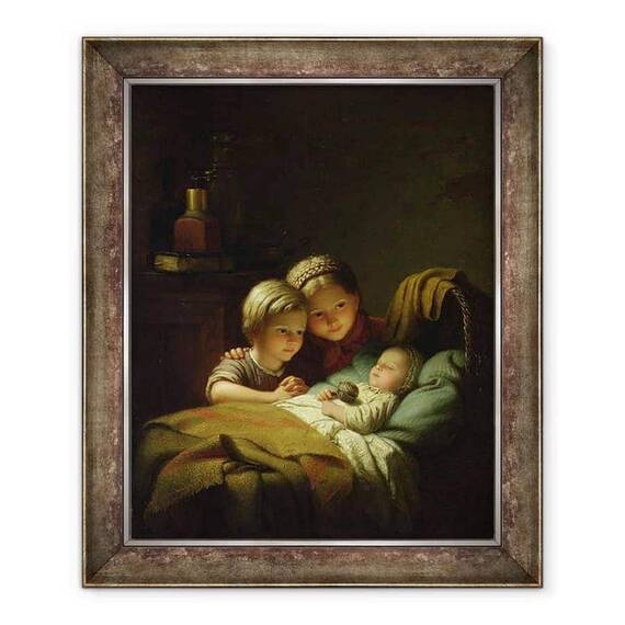 Tablou inramat - Johann Georg Meyer von Bremen - Micul frate adormit, Le Petit Frere latente - - Roveli