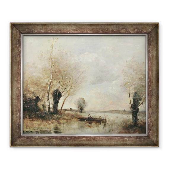 Tablou inramat - Jean Baptiste Camille Corot - Pescarii acostati la o banca - - Roveli