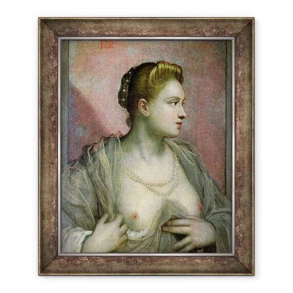 Tablou inramat - Jacopo Robusti Tintoretto - Portret De O Femeie Dezvaluind Sanii - - Roveli