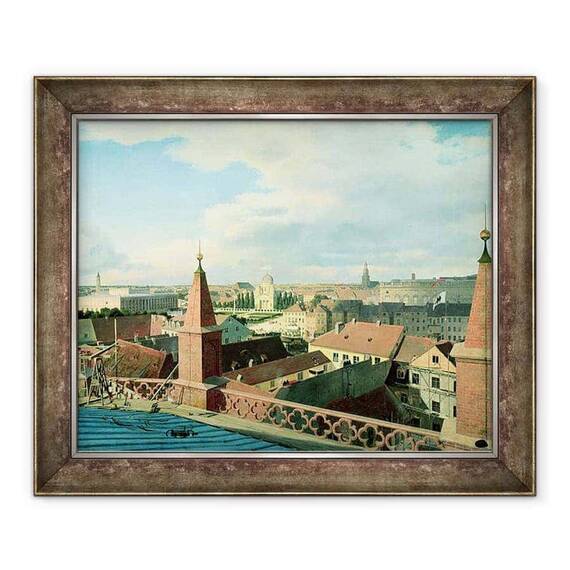 Tablou inramat - Johann Philipp Eduard Gartner - Vedere a orasului Berlin cu Muzeul Altes si Catedrala de pe acoperisul Bisericii Friedrichswerder - - Roveli