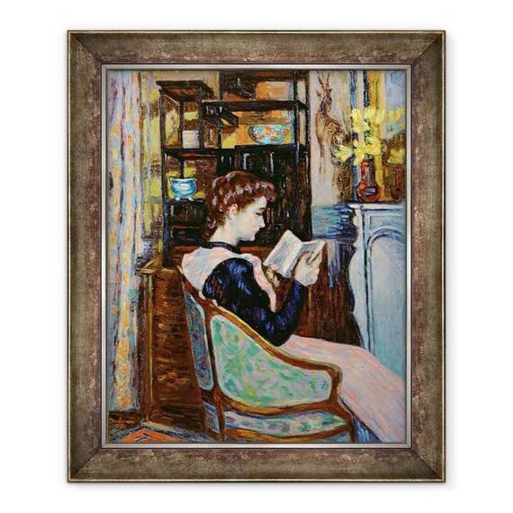 Tablou inramat - Jean Baptiste Armand Guillaumin - Domnisoara. Guillaumin lectura - - Roveli