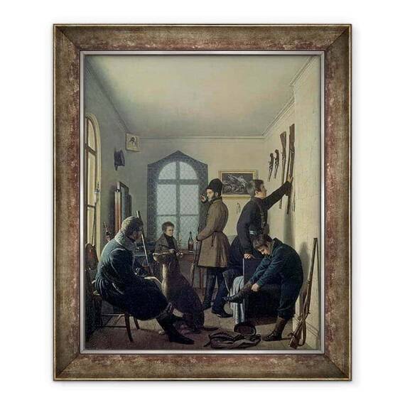 Tablou inramat - Jevgraf Fiodorovitch Krendovsky - Pregatiri pentru vanatoare - - Roveli