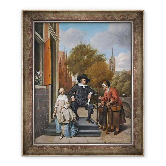 Tablou inramat - Jan Havicksz. Steen - Burgherul din Delft si fiica sa - - Roveli