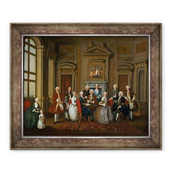 Tablou inramat - Joseph Francis Nollekens - O familie intr-un interior palladian - - Roveli