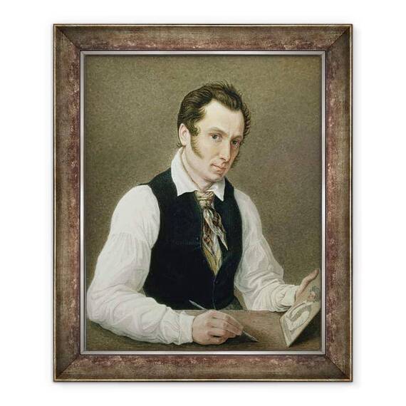 Tablou inramat - Nikolai Alexandrovich Bestuzhev - Autoportret in inchisoarea Peter - - Roveli