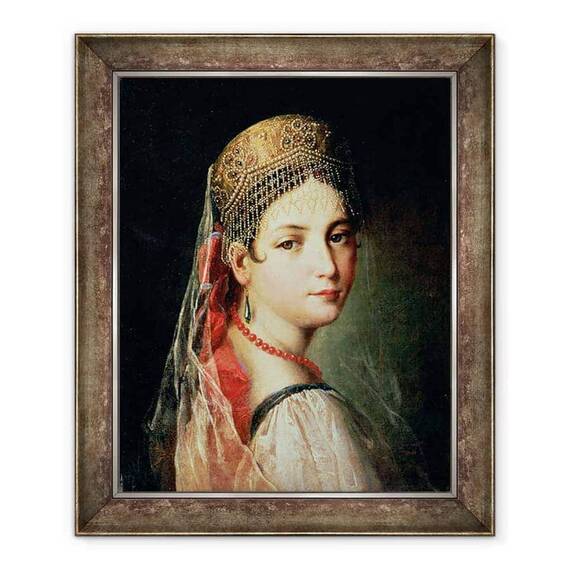 Tablou inramat - Mauro Gandolfi - Portret De O Tanara Fata in Sarafan si Kokoshnik - - Roveli
