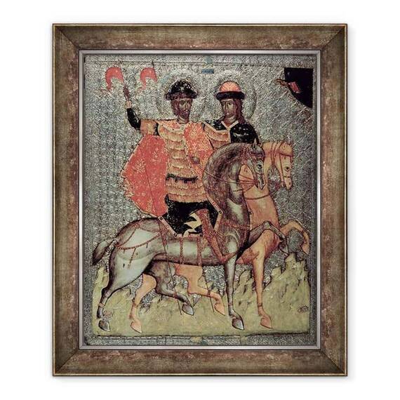 Tablou inramat - Scoala Novgorod - Sfantul Boris si Sfantul Gleb Montate - - Roveli