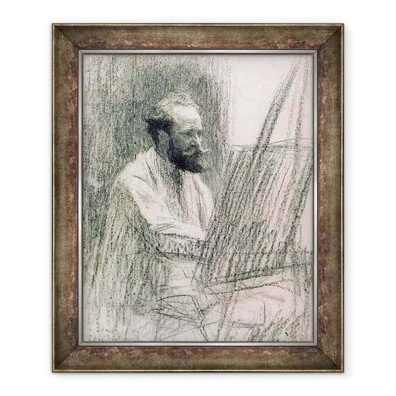 Tablou inramat - Leon Augustin Lhermitte - Portretul lui Edouard Manet 1832-83 la sevaletul sau - - Roveli