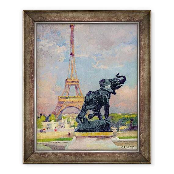 Tablou inramat - Jules Ernest Renoux - Turnul Eiffel si elefantul de Fremiet - - Roveli