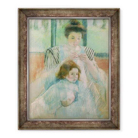 Tablou inramat - Mary Stevenson Cassatt - Studiu pentru tanara mama de cusut - - Roveli