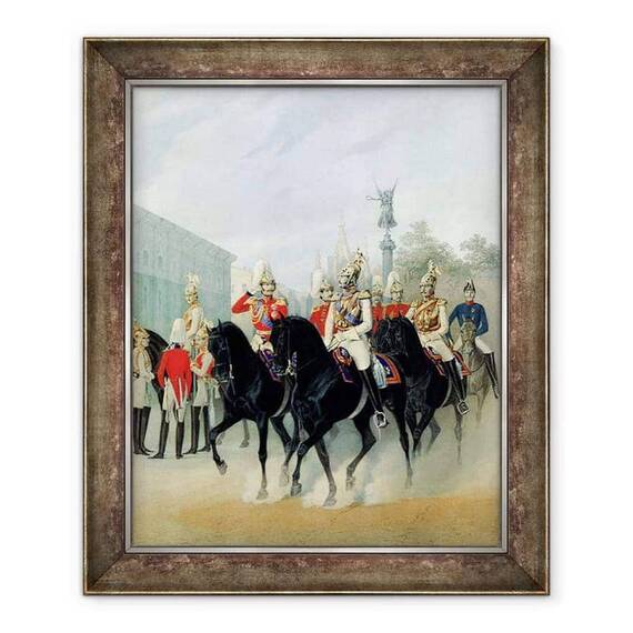 Tablou inramat - Karl Karlovich Piratsky - imparatul Nicolae I 1796-1855 si Marele Duce Alexandru 1845-94 la Sankt Petersburg - - Roveli