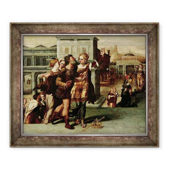 Tablou inramat - Scoala Olandeza - Augustus 63-14 i.Hr. si Sibilul tiburtin - - Roveli