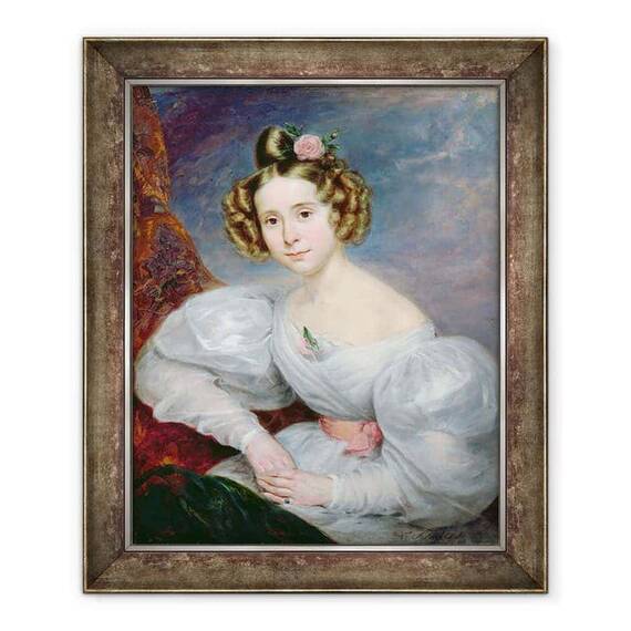 Tablou inramat - Ludwig August - Portret De O Tanara Femeie - - Roveli