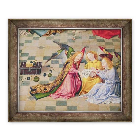 Tablou inramat - Master of the Holy Family - Muzicieni de inger din panoul din dreapta al altarpiesei celor sapte bucurii ale Fecioarei - - Roveli