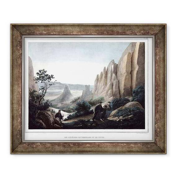 Tablou inramat - Louis Dupre - Les meteores de Thessalie et le Depinde peisaj de stanci. in Calatorie la Atena si Constantinopol - - Roveli