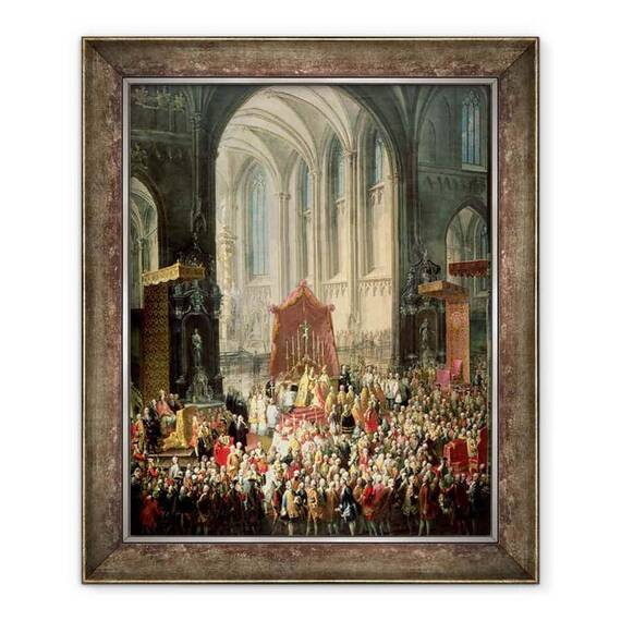 Tablou inramat - Martin II Mytens - incoronarea lui Iosif al II-lea 1741-90 ca imparat al Germaniei la Catedrala Frankfurt - - Roveli