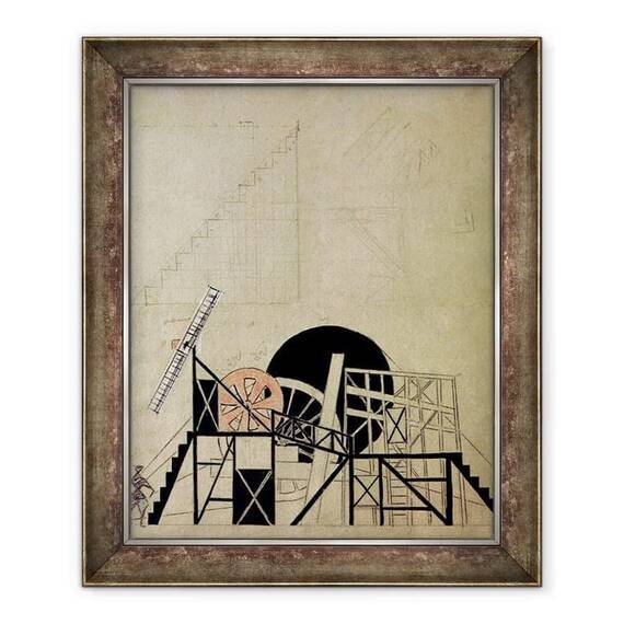 Tablou inramat - Lyubov Sergeevna Popova - Scena de design pentru piesa Magnanimous incornorat de F. Crommelynck, Teatrul Meyerhold, Moscova - - Roveli