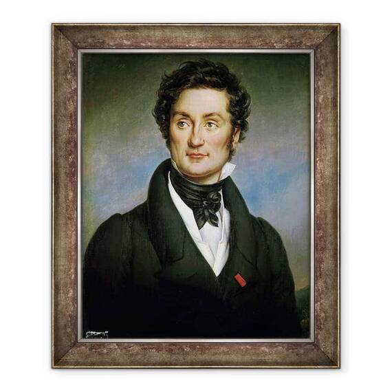 Tablou inramat - Paulin Jean Baptiste Guerin - Portretul lui Charles Nodier 1780-1844 1824 - - Roveli