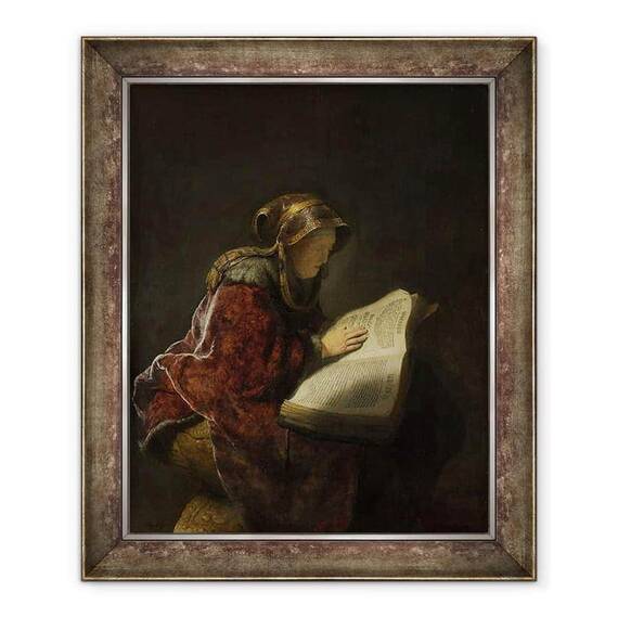 Tablou inramat - Rembrandt Harmensz van Rijn - O femeie batrana lectura, probabil profetess Hannah - - Roveli