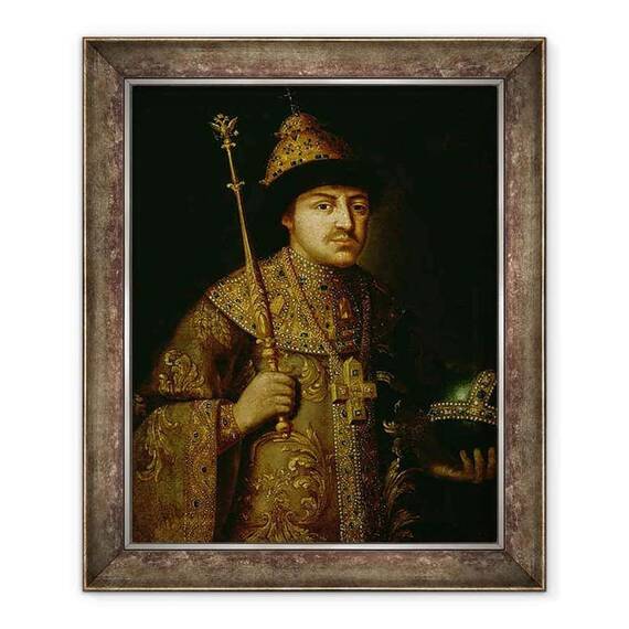 Tablou inramat - Scoala Rusa - Portretul tarului Fiodor III Alexeevici 1661-1682 - - Roveli