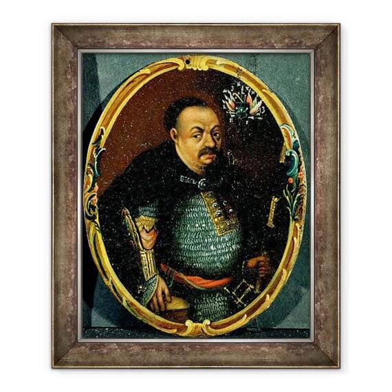 Tablou inramat - Scoala Rusa - Portretul lui Bohdan Hmelnitki c.1595-1657 - - Roveli