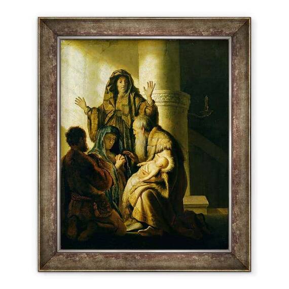 Tablou inramat - Rembrandt Harmensz van Rijn - Simeon si Hannah in Templu - - Roveli