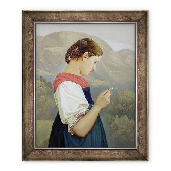 Tablou inramat - Rudolph Friedrich Wasmann - Fata tiroleza contempland un crucifix - - Roveli