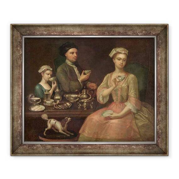 Tablou inramat - Richard Collins - O familie de trei la ceai - - Roveli