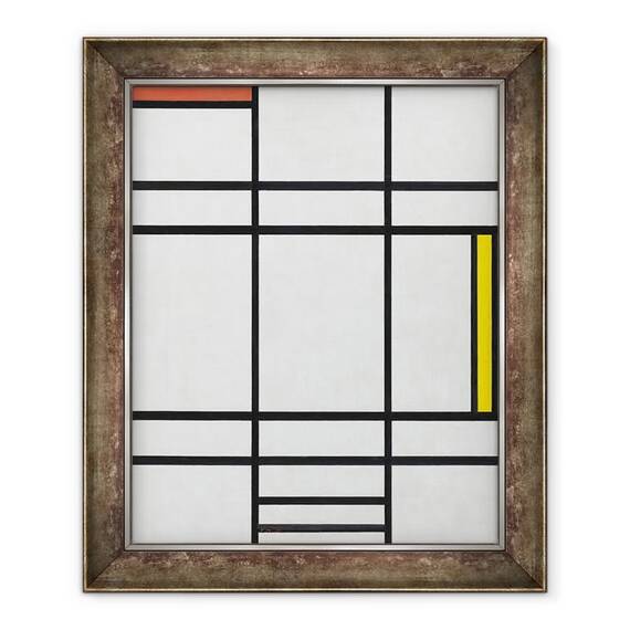 Tablou inramat - Piet Mondrian - Compozitie in alb, rosu si galben - - Roveli