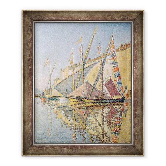 Tablou inramat - Paul Signac - Barci cu vele in St Tropez Portul - - Roveli