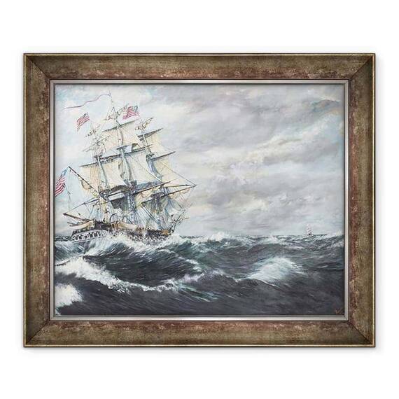 Tablou inramat - Vincent Alexander Booth - USS Constitutia conduce pentru HM fregata Guerriere 19/08/1812, 2003 - - Roveli