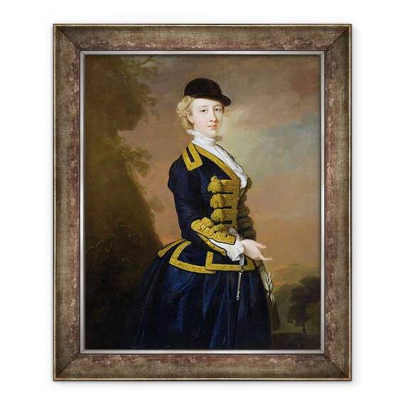 Tablou inramat - Thomas Hudson - Portretul lui Nancy Fortesque purtand un obicei de calarie albastru inchis - - Roveli