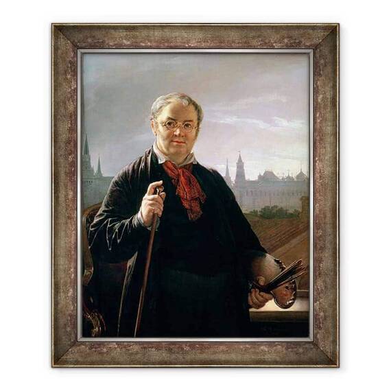 Tablou inramat - Vasili Andreevich Tropinin - Autoportret impotriva ferestrei cu vedere la Kremlin - - Roveli