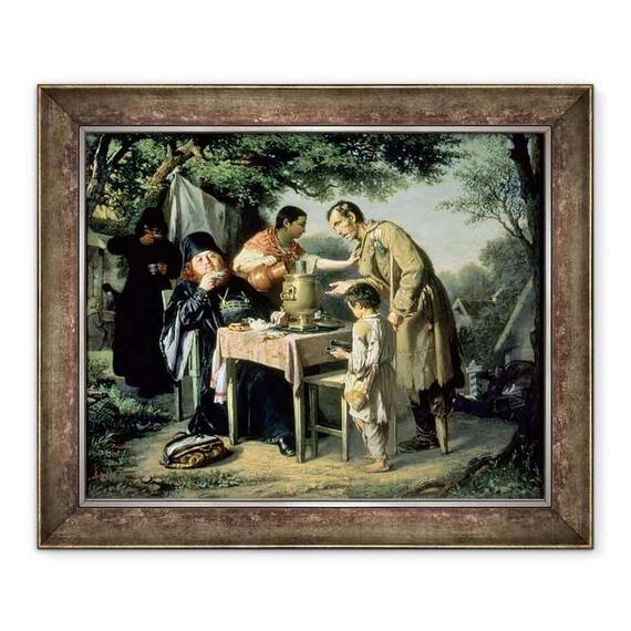 Tablou inramat - Vasili Grigorevich Perov - Bautura de ceai in Mytishchi, langa Moscova - - Roveli