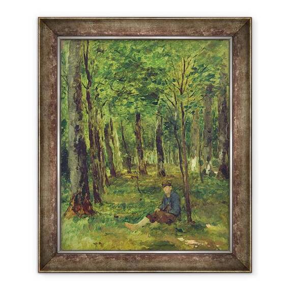 Tablou inramat - Thomas Ludwig Herbst - Tanarul fermier stand in padure - - Roveli