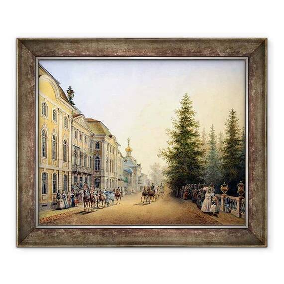 Tablou inramat - Vasili Semenovich Sadovnikov - Plecarea Curtii la intrarea principala a Marelui Palat - - Roveli