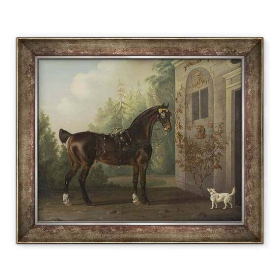 Tablou inramat - Thomas Gooch - Lordului Abergavenny Dark Bay Calare cu un Terrier - - Roveli
