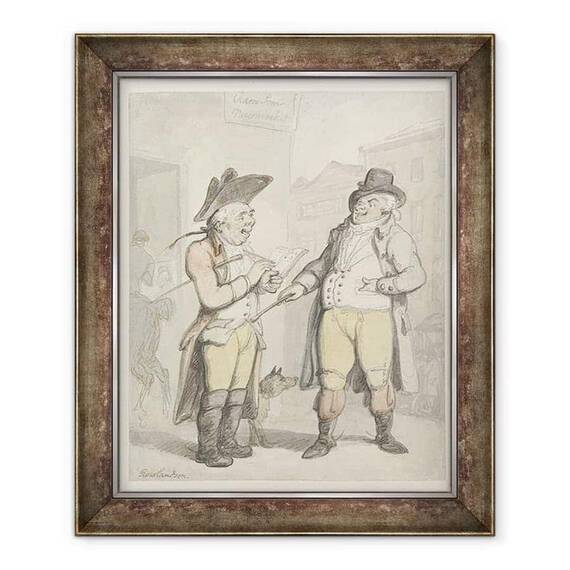 Tablou inramat - Thomas Rowlandson - O casa de pariuri si clientul sau in afara Ram Inn - - Roveli