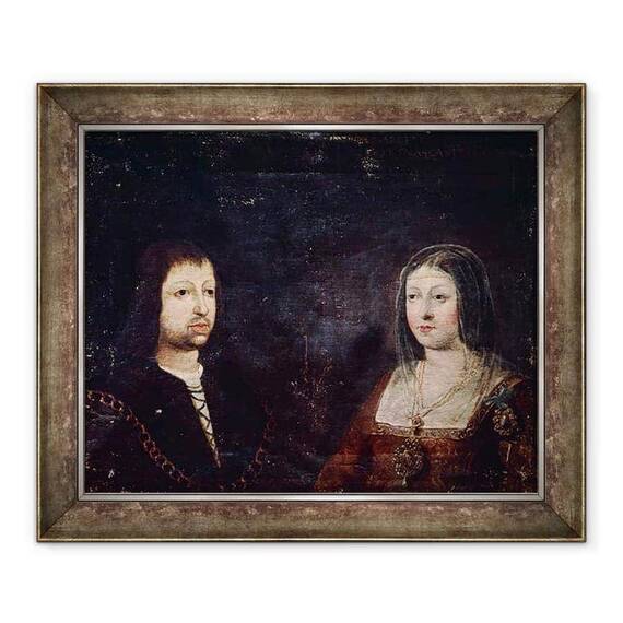 Tablou inramat - Scoala Spaniola - Ferdinand al II-lea de Aragon si Isabella I de Castilia - - Roveli