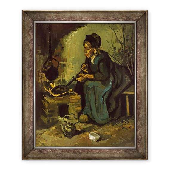 Tablou inramat - Vincent van Gogh - Femeie taraneasca gatit de un semineu - - Roveli