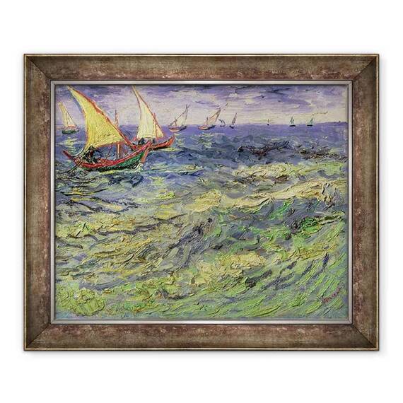 Tablou inramat - Vincent van Gogh - Peisaj marin la Saintes-Maries vedere spre Marea Mediterana 1888 - - Roveli