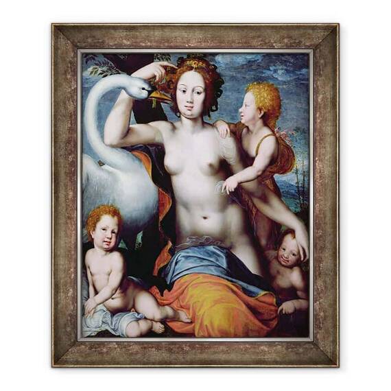 Tablou inramat - Vincent Sellaer - Leda si Lebada - - Roveli